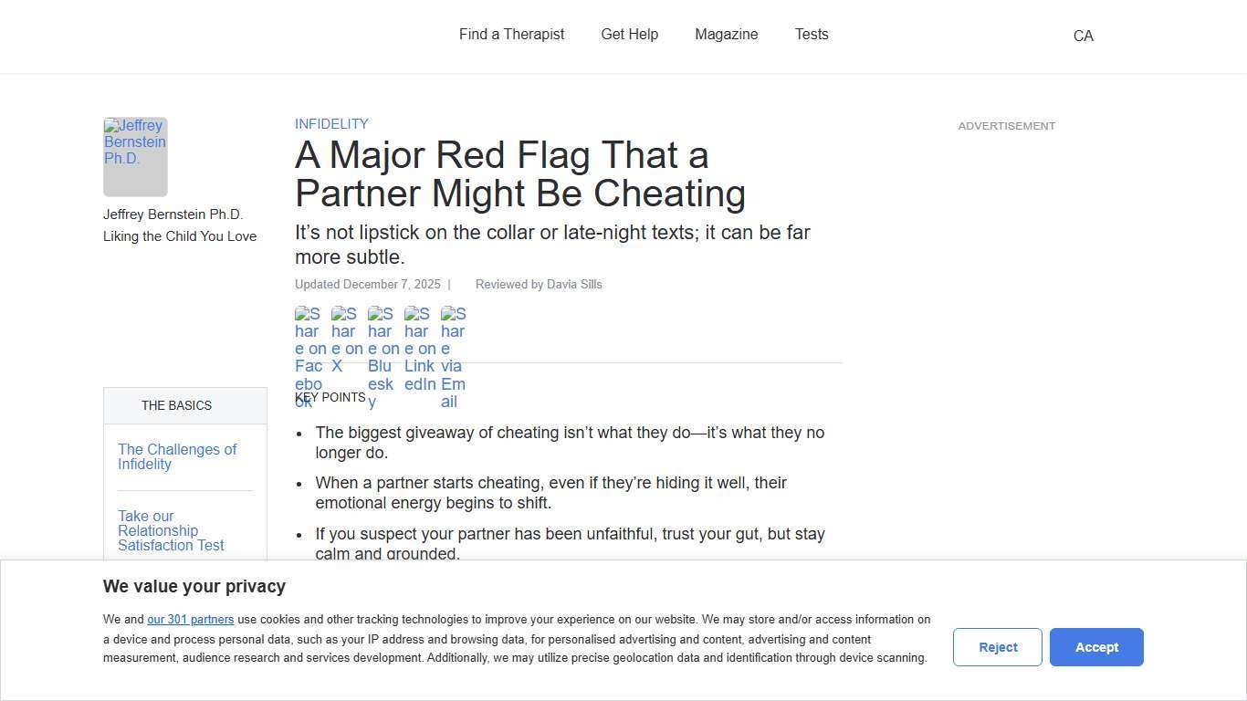 A Major Red Flag That a Partner Might Be Cheating | Psychology Today Canada